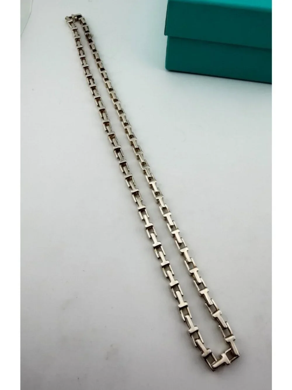 Tiffany & Co. Narrow T Link Chain Necklace Sterling Silver 20in 39g Retired